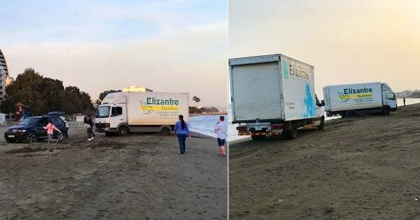 Дедка за репку… Как в Лимассоле вытягивают грузовики с пляжа (фото)