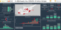 Интерактивная карта Кипра с зарегистрированными случаями заражения коронавирусом