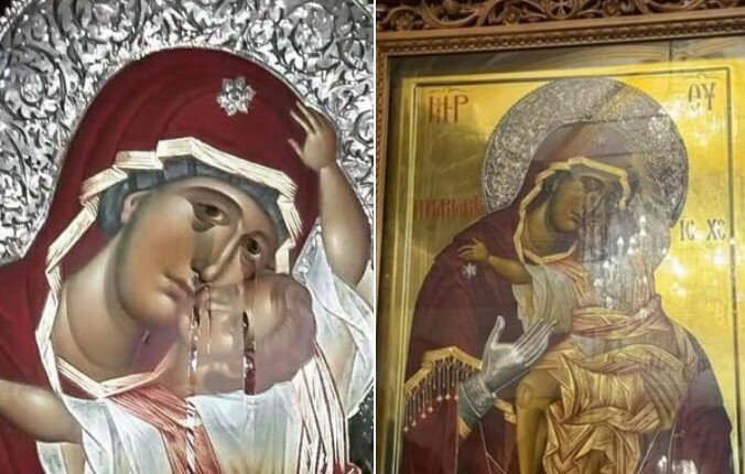 В Ларнаке замироточила и закрыла глаза икона Богоматерь Утешения