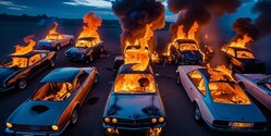 В Никосии за ночь сгорело сразу восемь автомобилей!