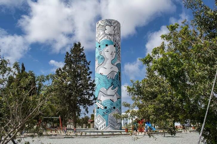 Масштабная фреска на водонапорной башне в Пафосе привлекла международное внимание