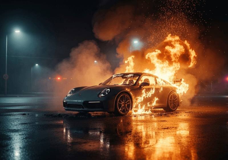 В Лимассоле снова сгорело три элитных авто российского бизнесмена