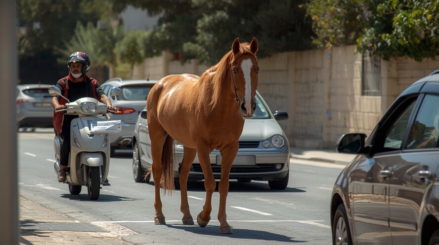 В Протарасе лошадь вышла на самовыгул