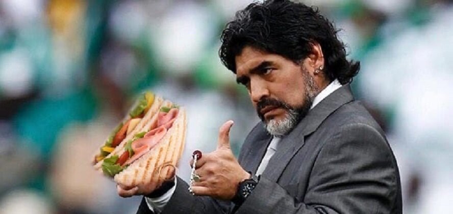 Марадона жив! Он торгует сэндвичами на Кипре
