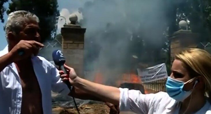 Разъяренные фермеры устроили пожар у президентского дворца в Никосии