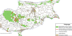 Карта лесных дорог Кипра, по которым запрещено ездить ночью