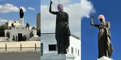 Неизвестные покрыли голову статуи Свободы в Никосии палестинским платком