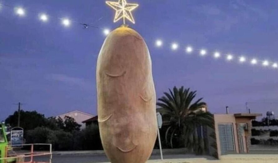 Ура! Кипрскую красавицу картофелину украсили к Рождеству