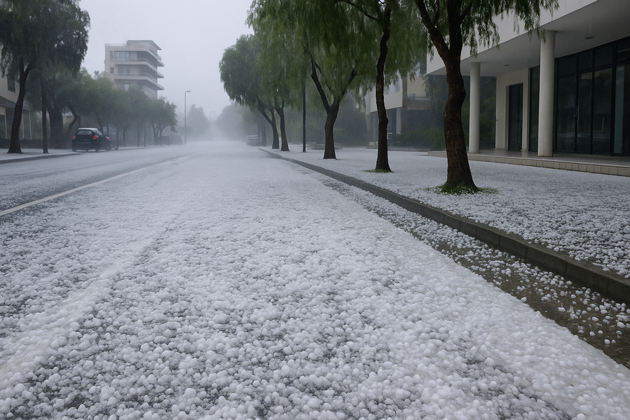 В Лимассоле прошел шторм с градом