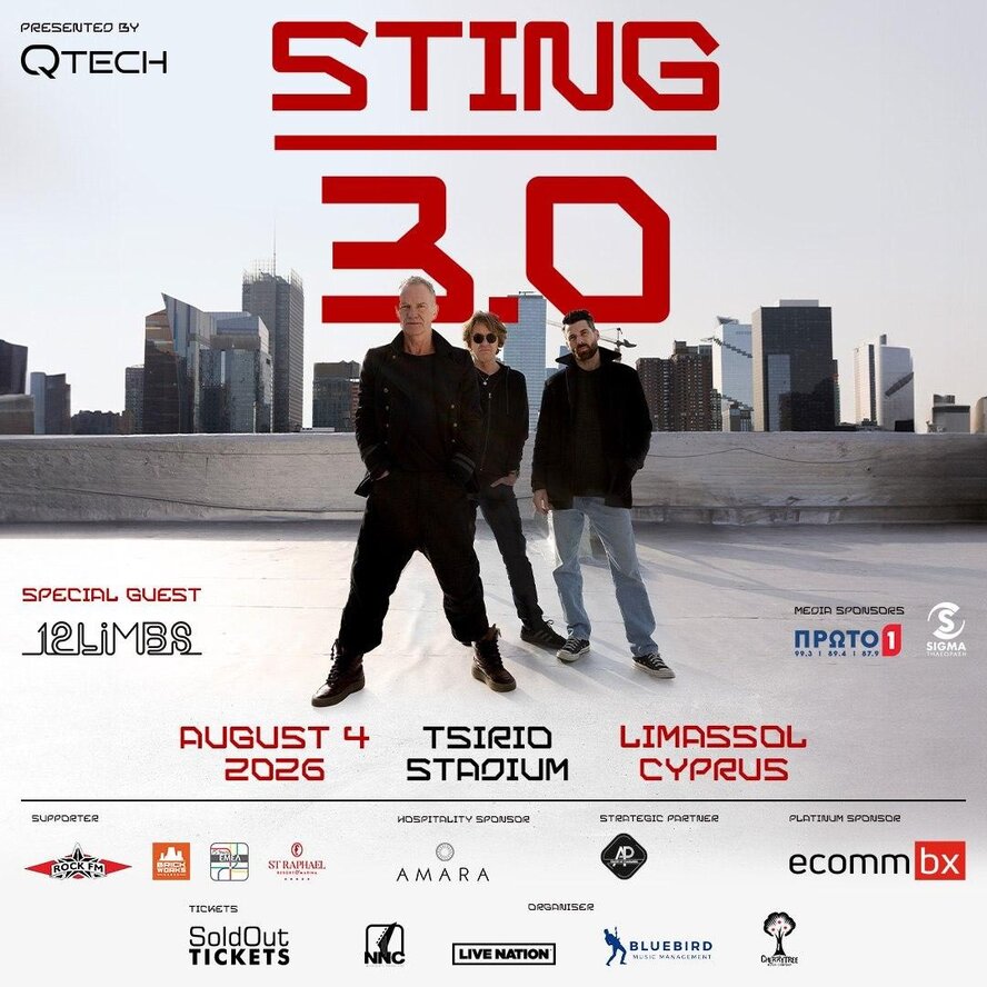 Большая часть билетов на исторический концерт STING на Кипре уже распродана!