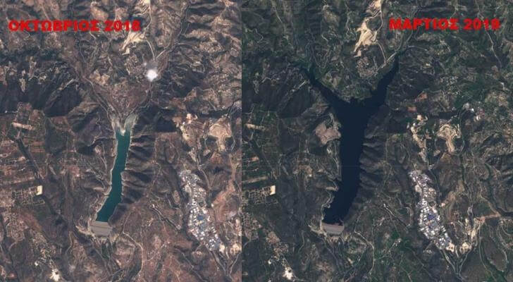 Потрясающе! Водохранилища Кипра из космоса до и после дождей: фото 3