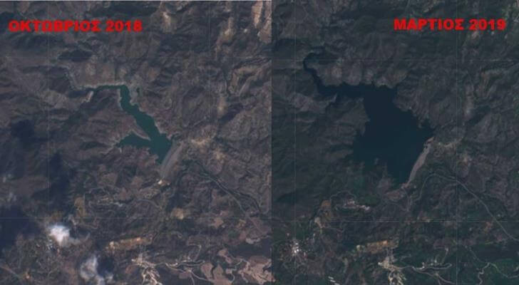 Потрясающе! Водохранилища Кипра из космоса до и после дождей: фото 4