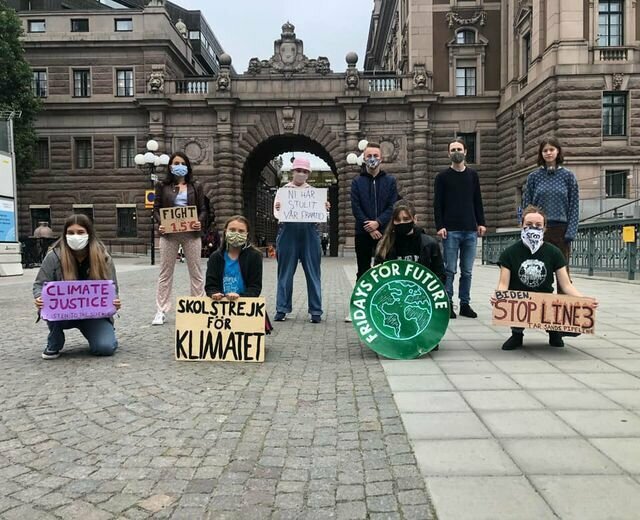 Экологическая забастовка имени Греты Тунберг. В кадре 8 подростков - Greta Thunberg