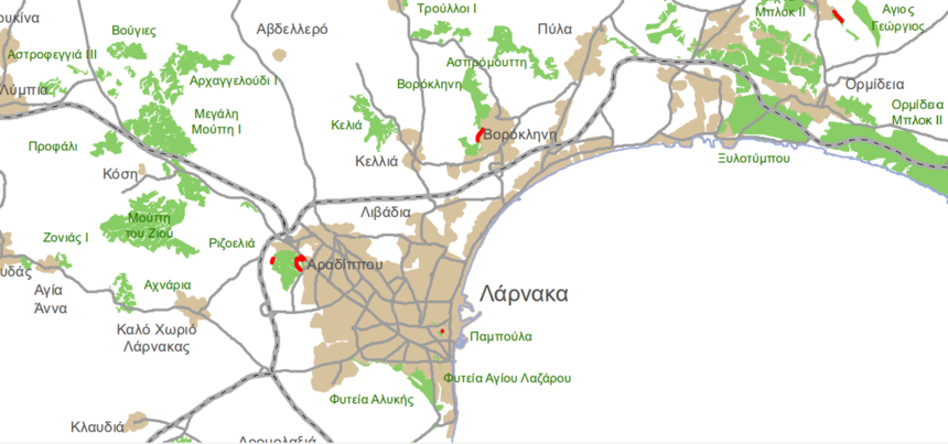 Карта лесных дорог Кипра, по которым запрещено ездить ночью: фото 2