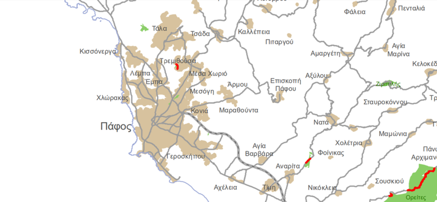 Карта лесных дорог Кипра, по которым запрещено ездить ночью: фото 6