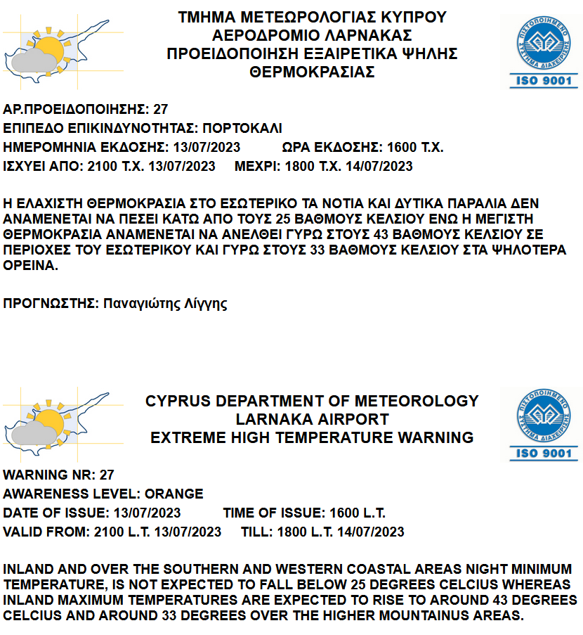 Из-за жары на Кипре объявлен оранжевый уровень опасности: фото 2