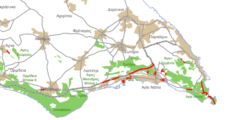 Карта лесных дорог Кипра, по которым запрещено ездить ночью: фото 3